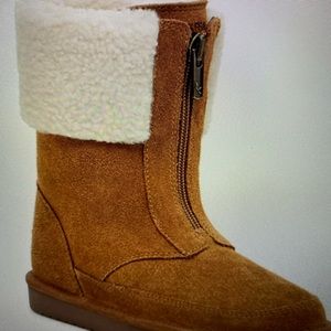 Kookaburra by UGG Kids Lytta Short Chestnut Suede Fur Zip Boots Sz 5